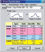 Figure 1. Software offers a large database of ovens and solder pastes to select